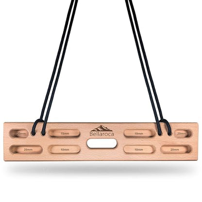 Bellaroca® Portable Hangboard for Rock Climbing – Wooden Climbing Fingerboard with Adjustable Rubber Plates and 12+ Grip Combinations for Bouldering and Finger Strength Training - style: Bar