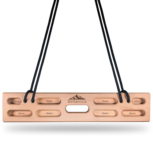 Bellaroca® Portable Hangboard for Rock Climbing – Wooden Climbing Fingerboard with Adjustable Rubber Plates and 12+ Grip Combinations for Bouldering and Finger Strength Training - style: Bar