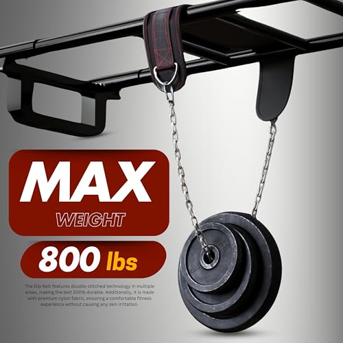 Hold weights up to 800lbs Zokani Dip Belt with Chain for Heavy Weightlifting Exercises ,Squats, deadlifts, pull Up Weight Belt, Dipping Belt, Men and Women Training Strength Dip Weightlifting Belt (Black)