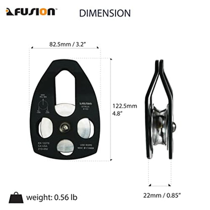 Fusion Climb Strux Aluminum Rescue Side Swing Pulley Blue 34KN… - color: Black