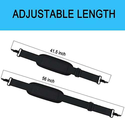 Shoulder Strap 56 Inch, Universal Adjustable Shoulder Belt Replacement Laptop Bag Shoulder Strap with Metal Hooks for Briefcase, Laptop Messenger Crossbody Bag, Luggage Duffel Camera, Black