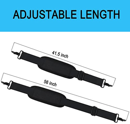Shoulder Strap 56 Inch, Universal Adjustable Shoulder Belt Replacement Laptop Bag Shoulder Strap with Metal Hooks for Briefcase, Laptop Messenger Crossbody Bag, Luggage Duffel Camera, Black