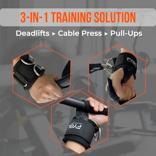 Double D Ring Weightlifting Straps - Neoprene Padding | Anti-slip silicone grip with adjustable fit for deadlifts and cable machines