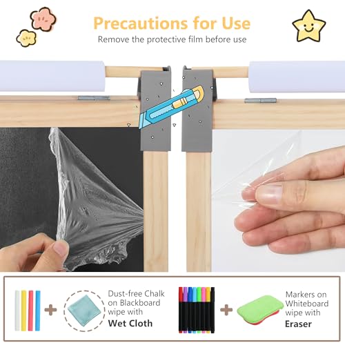 Kinder King Adjustable Wooden Kids Art Easel, Paper Roller, Storage (Grey) | Double-Sided Magnetic Whiteboard & Chalkboard, Art Supplies, Indoor & Outdoor, Painting & Drawing, 3 Years+, Gift - color: Grey