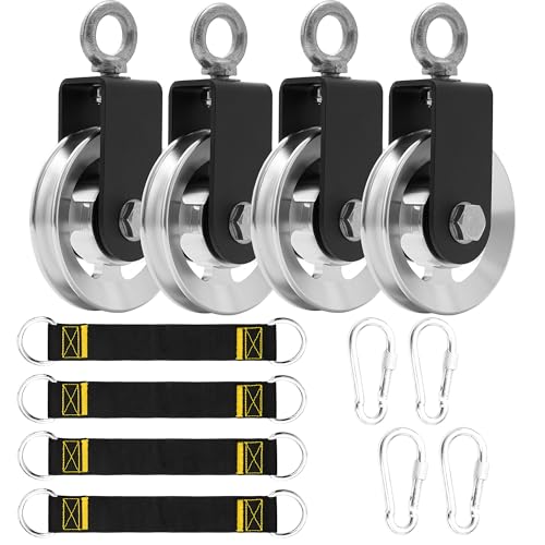90mm Aluminum Alloy Cable Pulley Wheel for Home Gym Lat Pulldown System | Heavy-duty 600 lb capacity; sealed bearing and precision groove provide smooth, quiet tricep pushdowns, rows and workouts. - color: Silver (pack of four)
