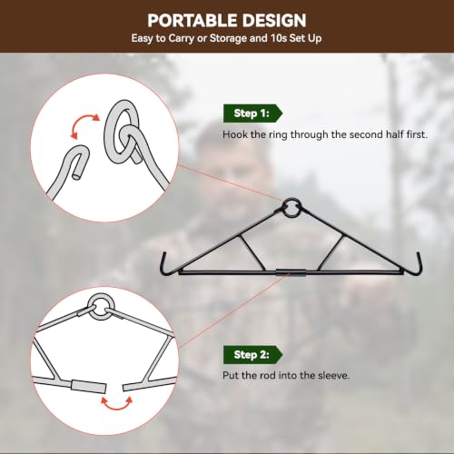 GearOZ Deer Hanger, Elk Hoist Pulley Lift System with Gambrel | Hunting Game Hanging Kit, 700lbs Loading, Deer Carcass/Butcher/Skinning, Gifts for Men/Hunter, Hunting Gear Accessories