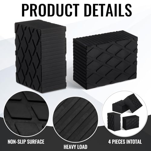 Pangda 8 Pack Solid Rubber Auto Lift Pads 6-3/8" x 4-3/4" x 3.15" Anti-Skid Lift Block Spacer Pad for Automobile Car Lifts, Jacks and Racks, 4000 Lbs Capacity - size: 6-3/8" x 4-3/4" x 3.15"