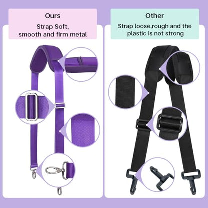 60 Inch Shoulder Strap for Bag with Removable Ultra-Thick Pad | 60" Shoulder Strap with Removable Thick Pad,Adjustable Buckles and Metal Hooks, for Briefcase/Laptop/Messenger/Luggage Bag - color: Purple