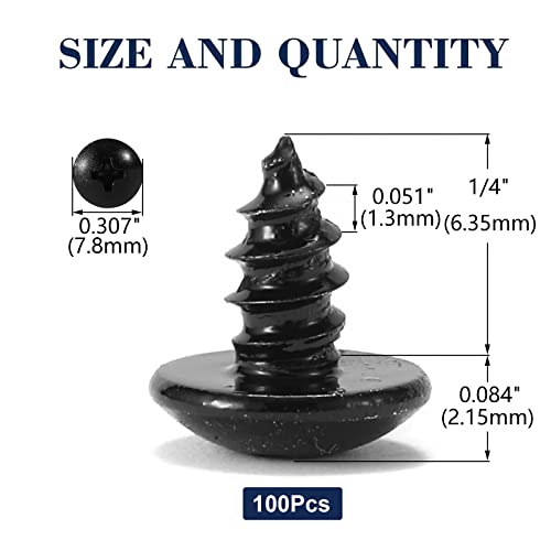 #6 x 1/4" Wood Screw 100Pcs Truss Head Phillips 18-8 (304) Stainless Steel Fast Self Tapping Screws Black Oxide by SG TZH - size: #6 x 1/4"