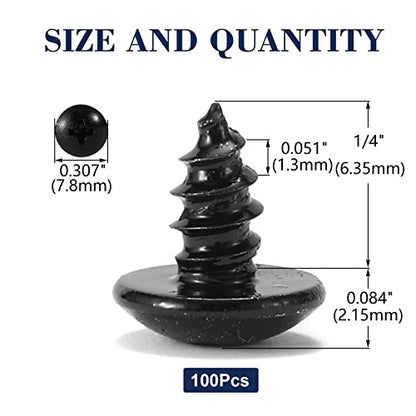 #6 x 1/4" Wood Screw 100Pcs Truss Head Phillips 18-8 (304) Stainless Steel Fast Self Tapping Screws Black Oxide by SG TZH - size: #6 x 1/4"