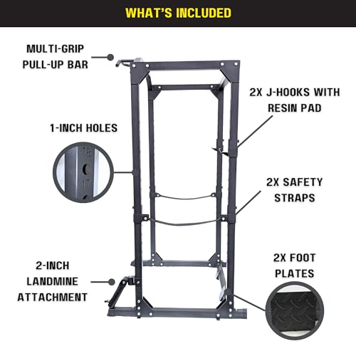 HulkFit Multi-Functional Adjustable Pro Series Power Rack Power Cage Exercise Equipment for Home Gym with Squat Rack Attachments and Accessories - Bench Press, Squats, and Deadlifts - Multicolor - style: Gen 2 Pro Series Power Cage - Black