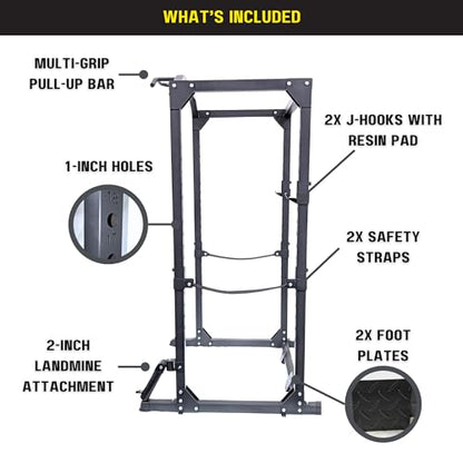 HulkFit Multi-Functional Adjustable Pro Series Power Rack Power Cage Exercise Equipment for Home Gym with Squat Rack Attachments and Accessories - Bench Press, Squats, and Deadlifts - Multicolor - style: Gen 2 Pro Series Power Cage - Black