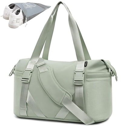 MAXTOP Women's Gym Yoga Duffle Bag with Shoe Pouch,Multi-Purpose Overnight Travel Bag for Gym,Work, Dance, Sports - color: Green