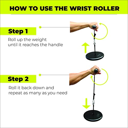 A2ZCARE Wrist and Forearm Blaster – Wrist Roller and Forearm Roller - Perfect for Strength Training and Workout – Fit 1-inch Standard Weight Plates - style: PVC Handle
