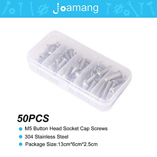 M5 x 8mm 12mm 16mm 20mm 25mm Button Head Socket Cap Screws Bolts, Stainless Steel 304, Metric Allen Hex Drive, Bright Finish, Fully Threaded, Assortment Kit 50PCS - size: Button M5x8-25 mm