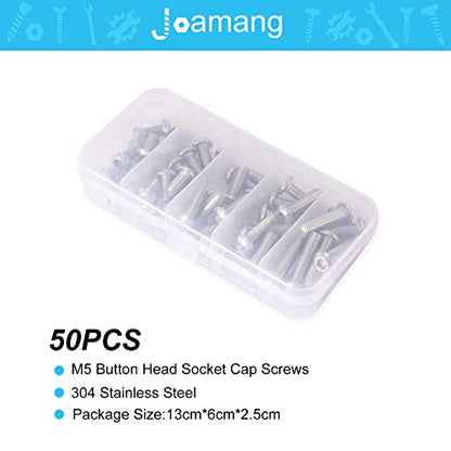 M5 x 8mm 12mm 16mm 20mm 25mm Button Head Socket Cap Screws Bolts, Stainless Steel 304, Metric Allen Hex Drive, Bright Finish, Fully Threaded, Assortment Kit 50PCS - size: Button M5x8-25 mm