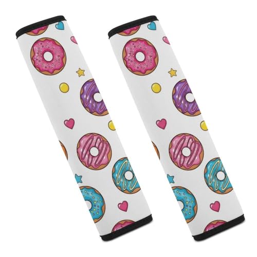 Universal Fit Donuts Stars Heart Car Seat Belt Pad for Elderly Support, Stroller Pushchair High Chair, 1 Pair Shoulder Harness Cover Neck and Shoulder Support - color: Pattern 1267