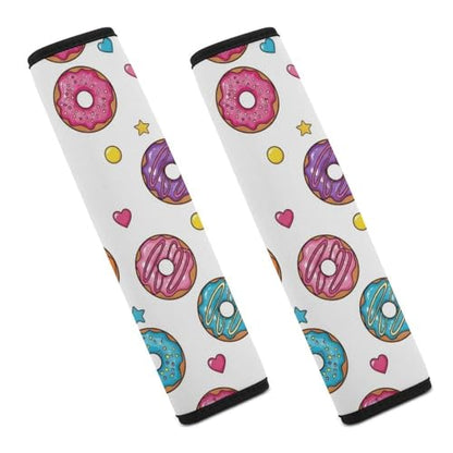 Universal Fit Donuts Stars Heart Car Seat Belt Pad for Elderly Support, Stroller Pushchair High Chair, 1 Pair Shoulder Harness Cover Neck and Shoulder Support - color: Pattern 1267