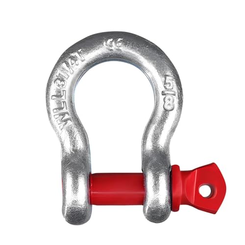 Mode 5/8 Inch CE Certified Galvanized Bow Shackle (1 Pack), Heavy Duty D Ring Anchor Shackle, Forged Carbon Steel Red Screw Pin, 7165 LBS WLL for Crane Lifting Towing & Rigging - color: Red, size: 5/8