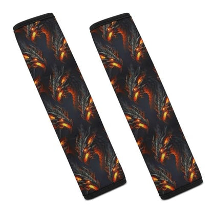 2 Pack Breathable Car Seat Straps Shoulder Pads for Elderly Support, All Vehicles, Gold Black Dragon Seat Belt Cushion, Neck and Shoulder Support - color: Pattern 138