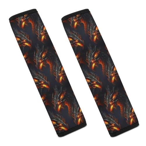 2 Pack Breathable Car Seat Straps Shoulder Pads for Elderly Support, All Vehicles, Gold Black Dragon Seat Belt Cushion, Neck and Shoulder Support - color: Pattern 138