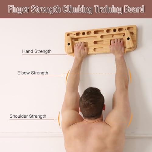 ACAGALA Climbing Grip Trainer Hangboard Rock Climbing Wall Climbing Grips Fingerboard for Effective Strength Training Smooth Surface with Detachable Pinch Hold - color: Natural wood