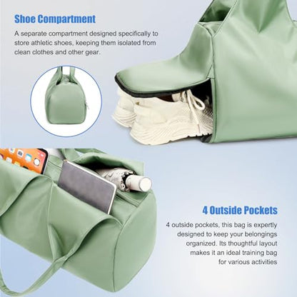 Forestfish Yoga Gym Bag For Women With Shoes Compartment & Wet Dry Storage Pockets Lightweight Duffel Bag, Green - color: Green