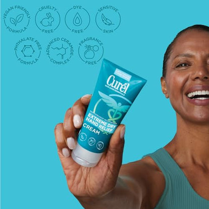 Curel Hand Cream for Dry to Extremely Dry Hands and Skin, 3 fl oz | Extreme Relief Hand Lotion, Long-Lasting Moisturizer, Skin Care Essential, Fragrance-Free, Travel Size - size: 3 Fl Oz (Pack of 1)