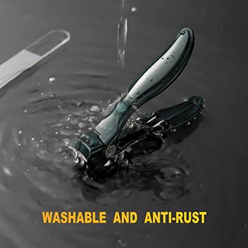 FVION Nail Clipper for Thick Fingernail and Toenail, Wide Jaw Nail Clippers with Crystal File, Large Toe Nail Clipper with Catcher for Men and Women, Nail Cutter Set - Green