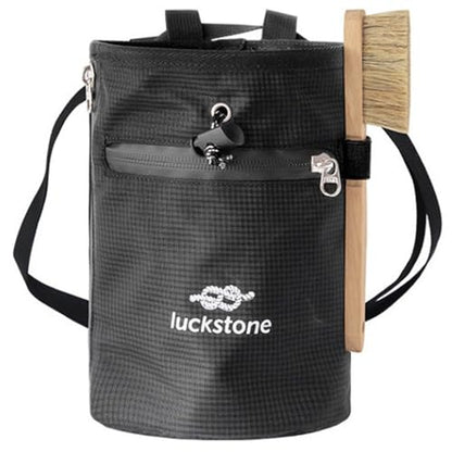 Climbing Chalk Bag 5x7.5 Fleece-Lined Waterproof 420D Oxford Chalk Bag with 24-43" Waist Drawstring Brush & Zipper Pockets for Men Women