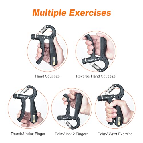 GRIFEMA GA5003 Hand Grips Strengthener, Forearm Strengthener, Hand Gripper with Counter, Adjustable Resistance 5-60kg, for Muscle Building and Injury Recovery