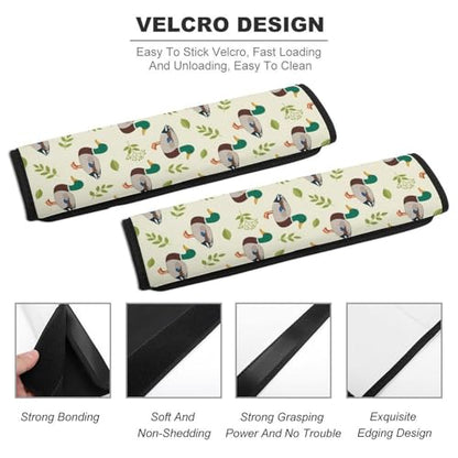 2 Pack Cute Mallard Duck Leaf Animal Print Car Seat Belt Pad Soft Padded Automotive Seat Belt Protector for Child, Stroller Pushchair High Chair, Shock Absorption - color: Pattern 988