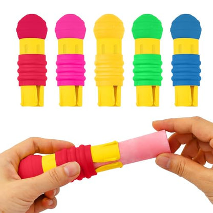 5 Pieces Railroad Chalk Holder Plastic Sidewalk Chalk Holders Colored Adjustable Chalk Clip Holder for Teachers Students Office