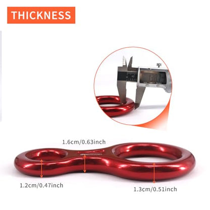 NewDoar Climbing Gear Downhill Equipment, Descender Rappel Rock Climbing Descending Belaying Equipment Rescue Figure 8 Descender Rigging Plate 35KN for Climbing Belaying and Rappeling Device - color: Red