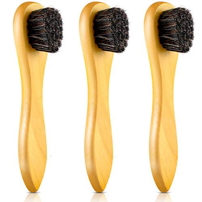 Jovitec 3 Pieces Horsehair Polish Applicator Brush Kit Saddle Soap Shoe Shine Brush Leather Boot Clean Dauber Applicators - color: Wax Yellow