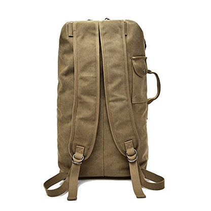 Large Capacity Travel Climbing Bag Tactical Military Duffel Bag Top Load Double Strap Canvas Backpack - color: Tan