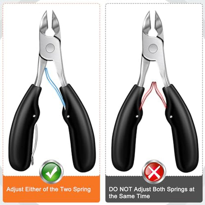 Toenail Clippers for Thick Toenails, DRMODE Heavy Duty Toe Nail Clippers for Thick Ingrown Nails for Seniors with Wide Opening, Professional Fingernail Clipper Nail Cutter Trimmer for Men with Catcher - style: 2PCS Toenail Clippers