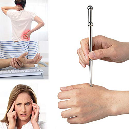 FeelFree Sport Stainless Steel Deep Tissue Massage Tool-Manual Acupuncture Pen-Trigger Point Massage Relief Pain Therapy Tools Full Body Relaxing Trigger Self-Massage Acupressure Bar (7 inches)