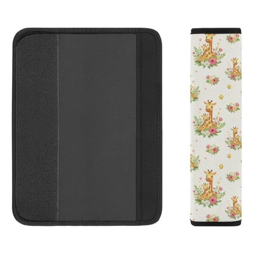 2PCS Universal Fit Car Seat Belt Pad for Kids, Most Cars, Cute Giraffe Flower Seat Belt Cushion, Shock Absorption - color: Pattern 958