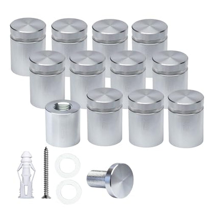 Pack of 12 Aluminum Standoff Screws Wall Sign Standoff Mounting Hardware Standoff Mounts for Acrylic Picture Frame (12, Silver, 3/4" x 3/4“) - color: Silver, size: 3/4" x 3/4“