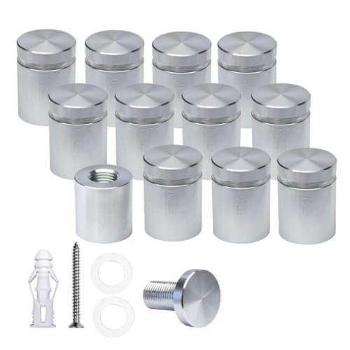 Pack of 12 Aluminum Standoff Screws Wall Sign Standoff Mounting Hardware Standoff Mounts for Acrylic Picture Frame (12, Silver, 3/4" x 3/4“) - color: Silver, size: 3/4" x 3/4“