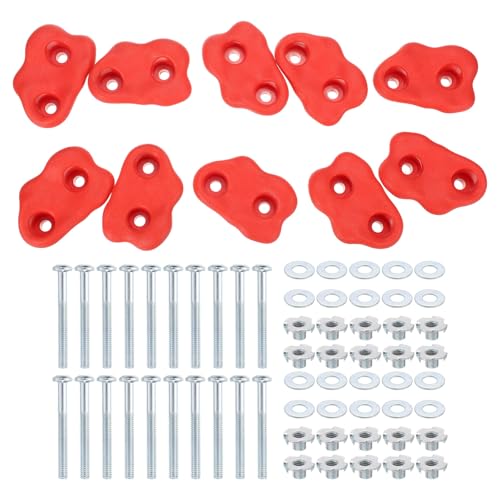 PATIKIL Climbing Rock Wall Grips Play Set Climber Attachments with Double Hole - color: Red, size: D-Small