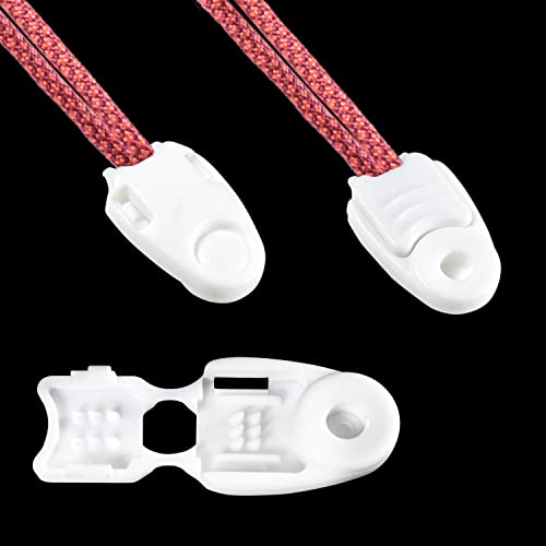 12 Pack Plastic Paracord Zipper Pull Cord End Replacement, Elastic Shoe Lace String End Tip Cap Bungee Rope Clips Zipcord Stopper for No Tie Shoelace, Flashlight, Whistle Drawstrings Cord Lock Clasp - color: 12pcs White