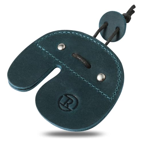 Leather Archery Finger Tabs,Handmade Archery Finger Guard for Shooting Practice Gear, Recurve Bow Fingers Tab - color: Blue