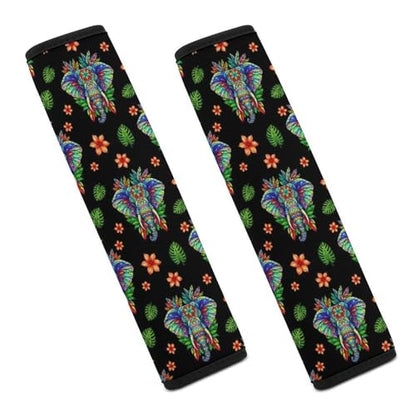 1 Pair Universal Soft and Comfortable Seat Belt Shoulder Pad for Kids, Stroller Pushchair High Chair, Tropical Elephant Boho Mandala Shoulder Protector, Anti-Slip Pad - color: Pattern 1215