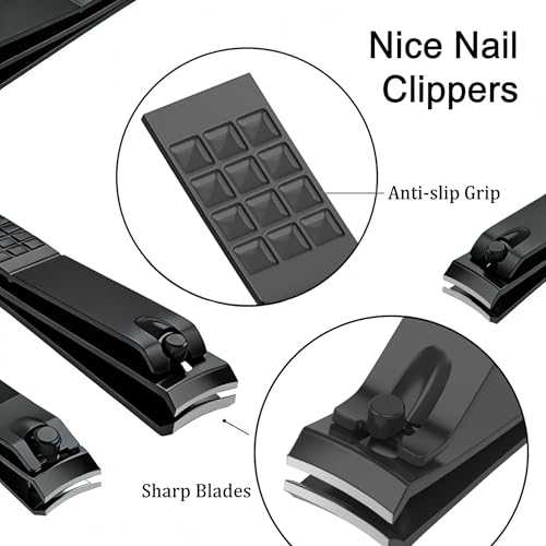 Premium 26-in-1 Manicure & Pedicure Kit – Stainless Steel Nail Clippers Set with Brown PU Leather Travel Case for Men & Women - color: Silver and White