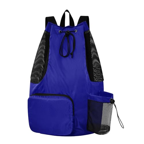 Yuiboo Navy Blue Drawstring Gym Bags Climbing Gym Bag with Water Bottle Pocket Cinch Back Sack Wet and Dry Separation