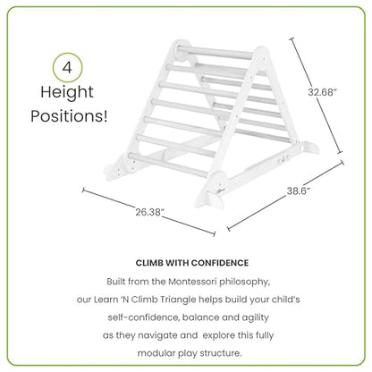 Little Partners Learn 'N Climb Foldable Wooden Climbing Triangle, Wood Climbing Gym for Toddlers, Triangle Climber for Skill-Building and Active Play, Soft White - color: Soft White