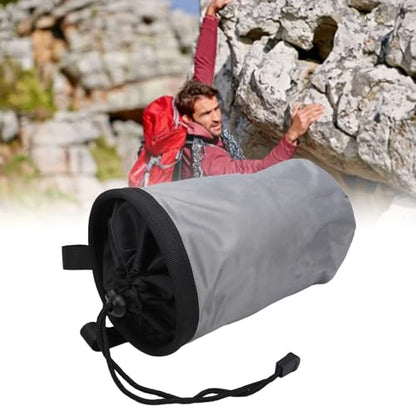 Drfeify Climbing Chalk Bag, Oxford Fabric with Fleece Lining Adjustable Drawstring & Zippered Pocket for Rock Climbing, Weightlifting, Gymnastics