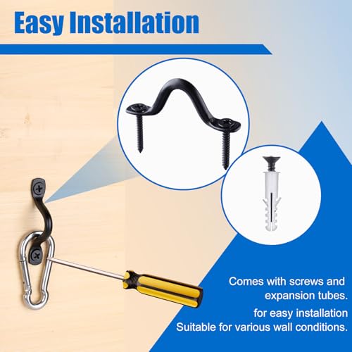 Black 316 Stainless Steel Pad Eye Straps, Marine Grade Footman Loop Kit with Screws & Expansion Anchors, Deck Loops for Bimini Boat Top, Kayak Tie Down, Wall Mount Rigging Hardware - size: 8 Set with Expansion Anchors